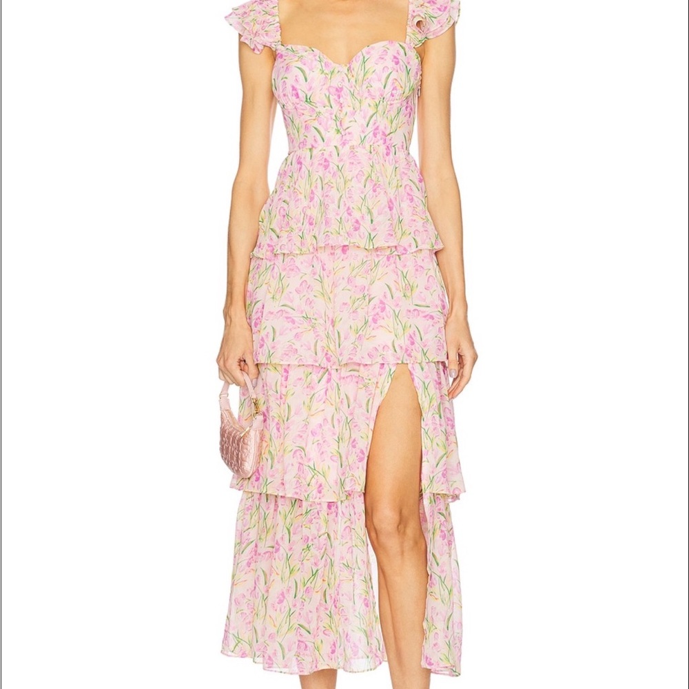 ASTR the Label Midsommer Floral Pink Tiered Dress